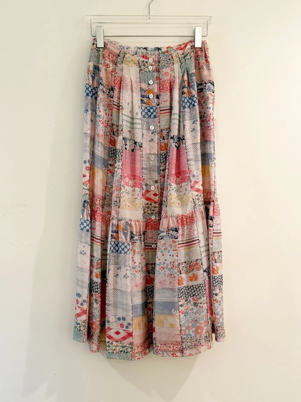 Raquel Allegra Allegra Garden Diary Patchwork Print Midi Skirt - Picture 3 of 13